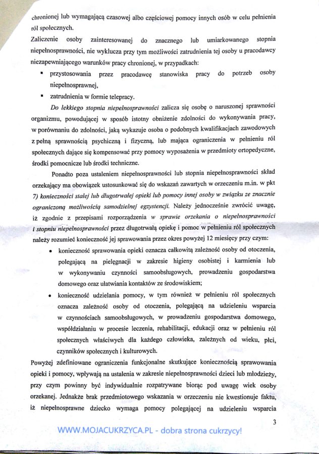Odpowiedź MRPPiS o okrzekaniu o niepełnosprawności przy cukrzycy - www.mojacukrzyca.pl str. 3/5 Odpowiedź MRPPiS o okrzekaniu o niepełnosprawności przy cukrzycy - www.mojacukrzyca.pl str. 3/5